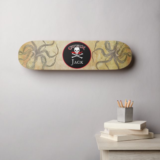 Personalized Pirate Captain Skateboard (Wall Art (Horz))