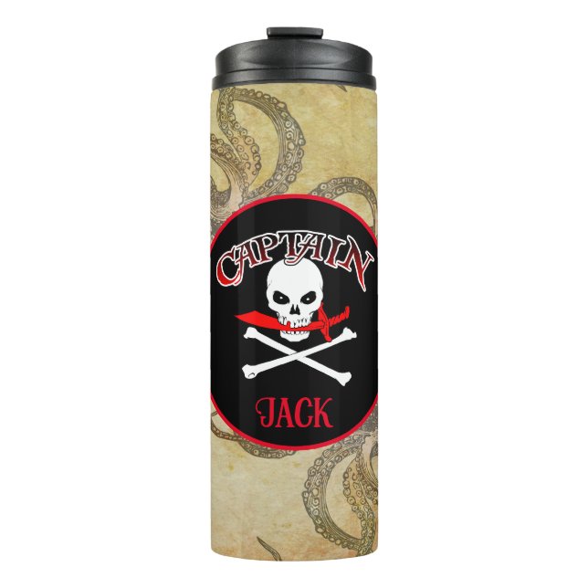 Personalized Pirate Captain Thermal Tumbler (Front)