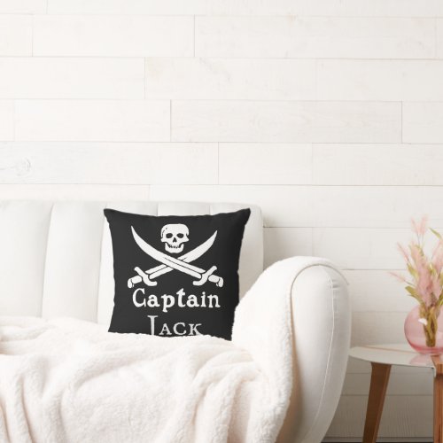 Personalized Pirate Captain Throw Pillow