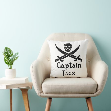Personalized Pirate Captain Throw Pillow