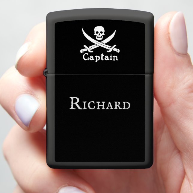 Personalized Pirate Captain Zippo Lighter (In Hand)
