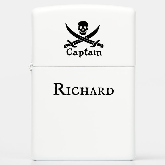 Personalized Pirate Captain Zippo Lighter (Front)