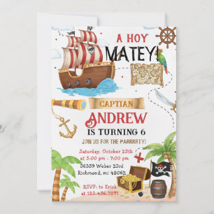 Personalized pirate child's birthday invitation