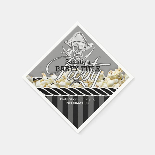 Personalized Pirate Day Party Paper Napkins (Corner)