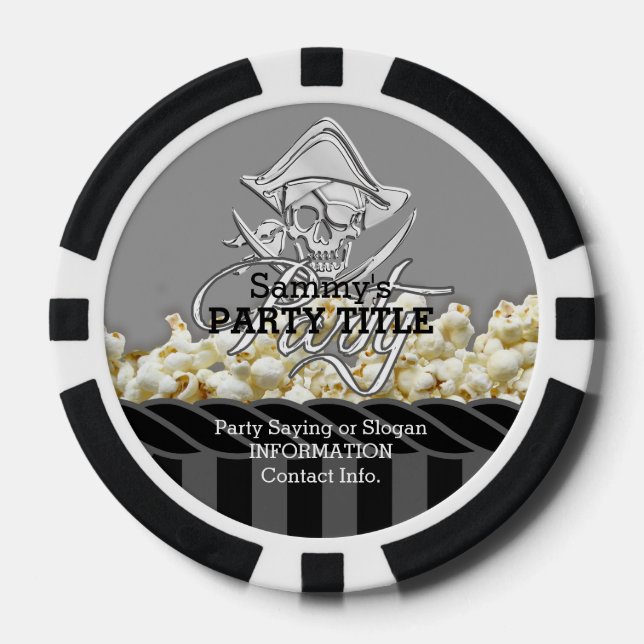 Personalized Pirate Day Party Poker Chips (Front)
