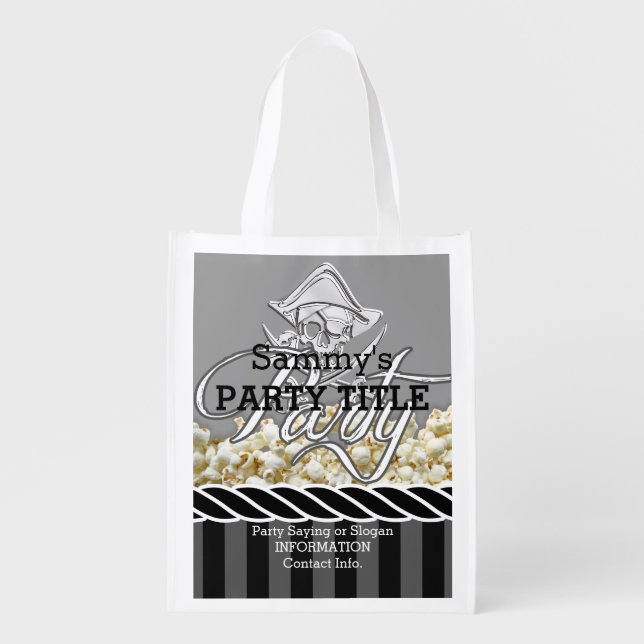 Personalized Pirate Day Party Reusable Grocery Bag (Front)