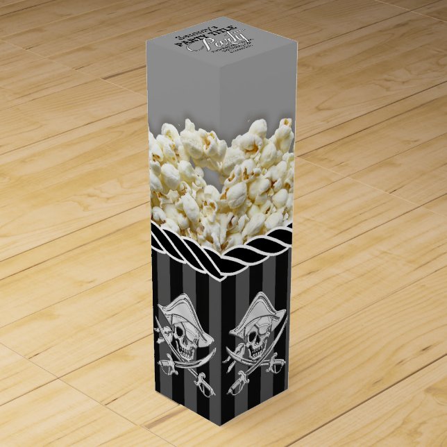 Personalized Pirate Day Party Wine Box (Front)