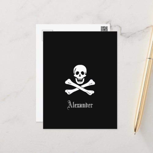 Personalized Pirate Flag Skull and Crossbones Postcard