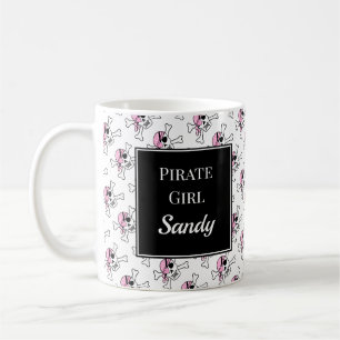 Personalized Pirate Girl Coffee Cup Mug with Pink