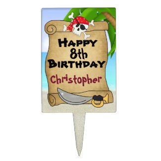Personalized Pirate Happy Birthday Cake Topper