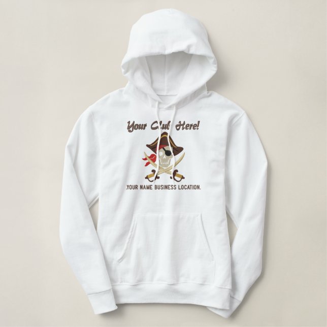 Personalized Pirate Party Embroidery Embroidered Hoodie (Design Front)