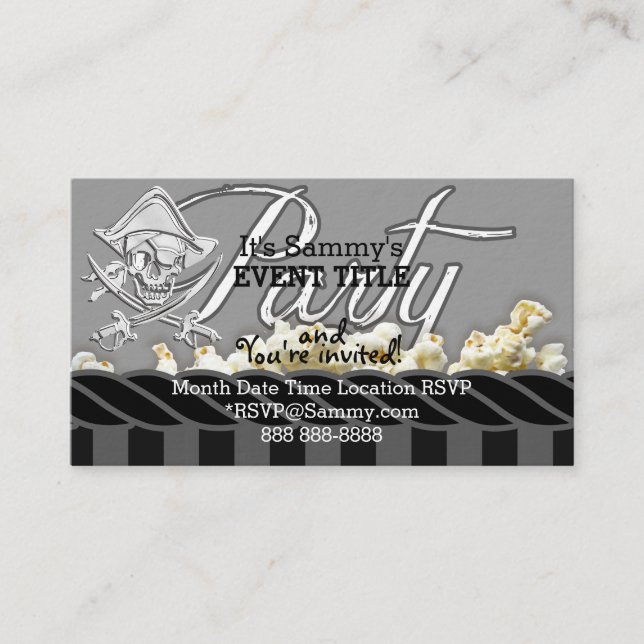 Personalized Pirate Party Enclosure Card (Front)