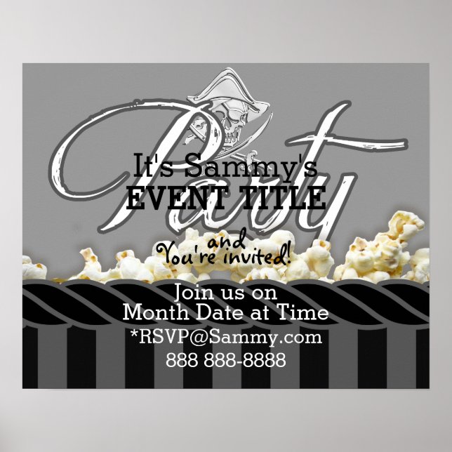 Personalized Pirate Party Poster (Front)