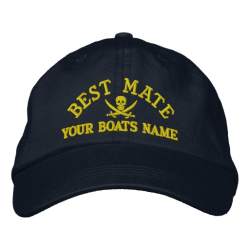 Personalized pirate sailing best mate embroidered baseball cap