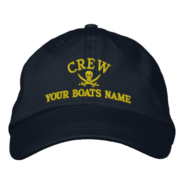 Personalized pirate sailing crew embroidered baseball hat (Front)