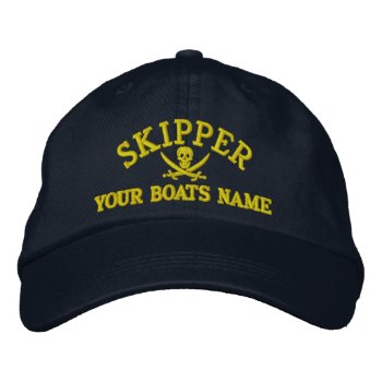 Personalized Pirate Sailing Skipper Embroidered Baseball Hat by customthreadz at Zazzle