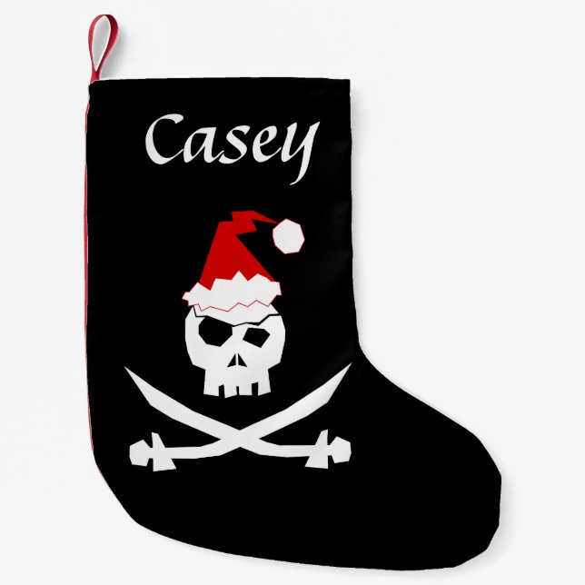 Personalized Pirate Santa Small Christmas Stocking (Front)