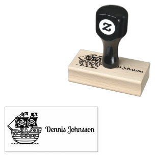Personalized Pirate Ship Rubber Stamp