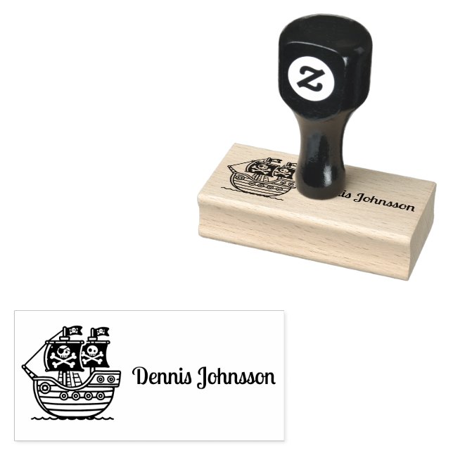 Personalized Pirate Ship Rubber Stamp (Stamped)