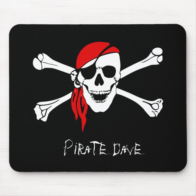 Personalized Pirate Skull and Crossbones Mousepad (Front)
