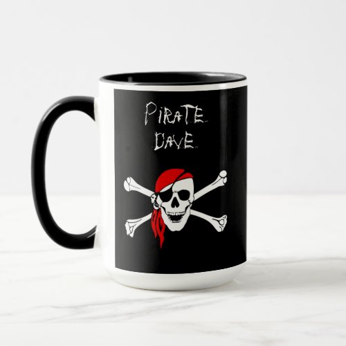 Personalized Pirate Skull and Crossbones Mug