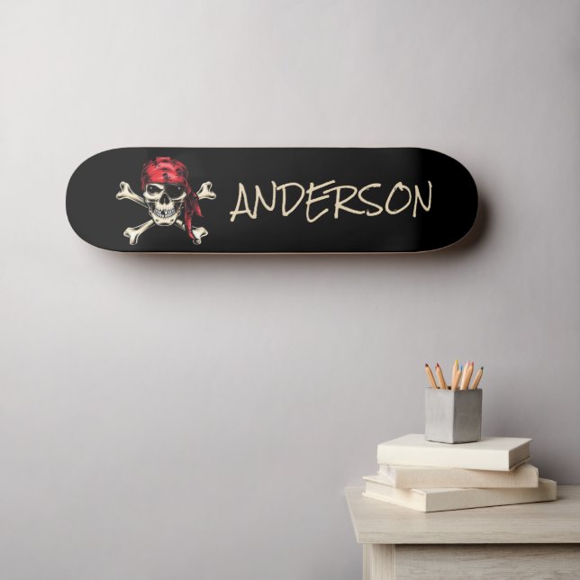 Personalized  Pirate Skull Skateboard (Wall Art (Horz))