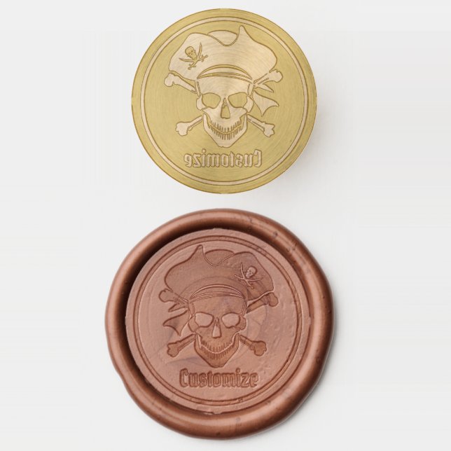 Personalized Pirate Skull Wax Seal Stamp (Stamped)