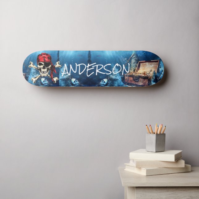 Personalized  Pirate Treasure Skateboard (Wall Art (Horz))