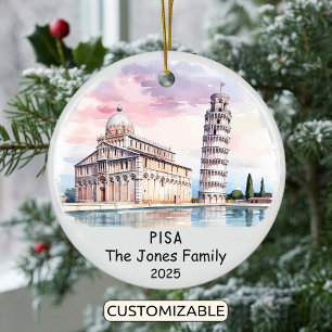Personalized Pisa Ornament, Italy Ceramic Ornament