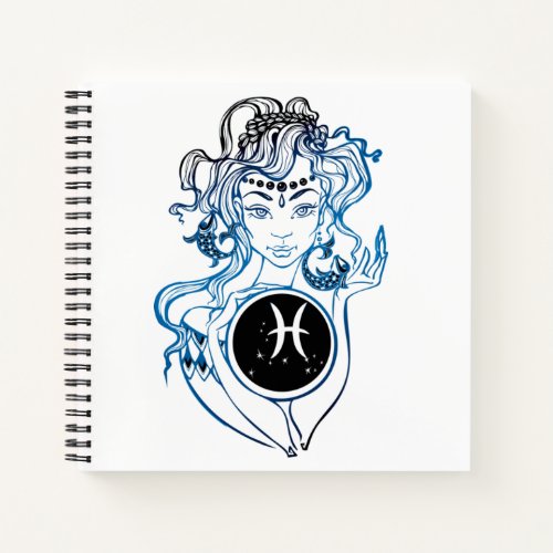 Personalized Pisces Art Deco Lady Notebook