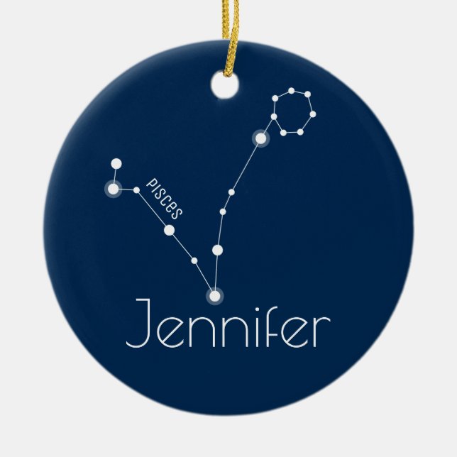 Personalized Pisces Constellation Ornament (Front)