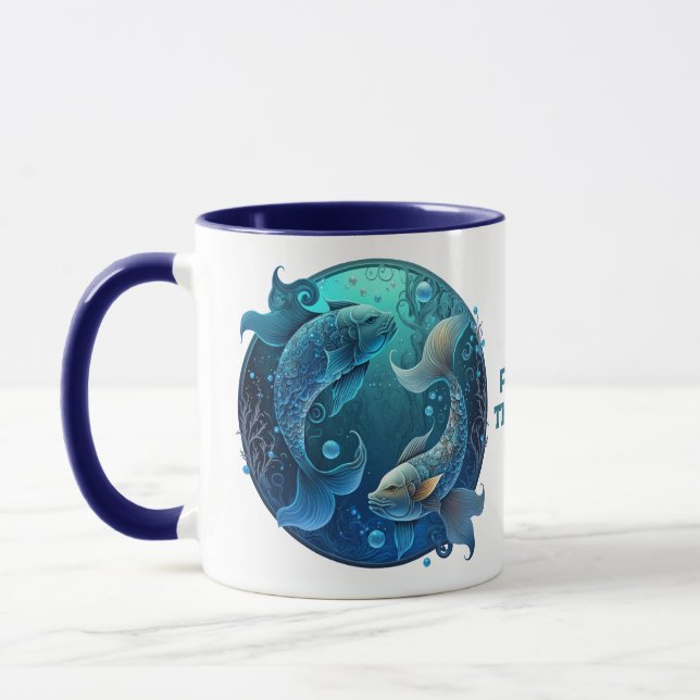 Personalized Pisces Fish Zodiac Astrology Birthday Mug (Left)