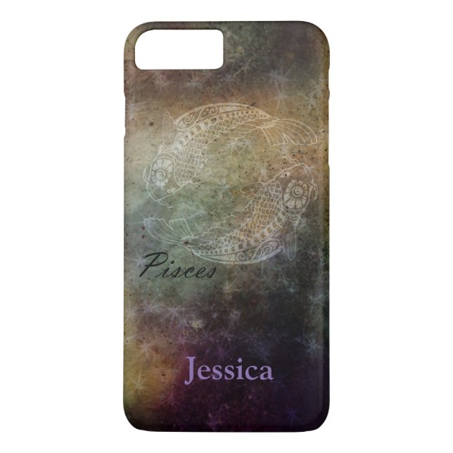 Personalized Pisces Grunge Zodiac Phone Case (Back)