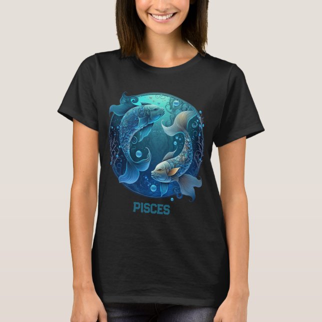 Personalized Pisces Zodiac Birthday Astrology Gift T-Shirt (Front)