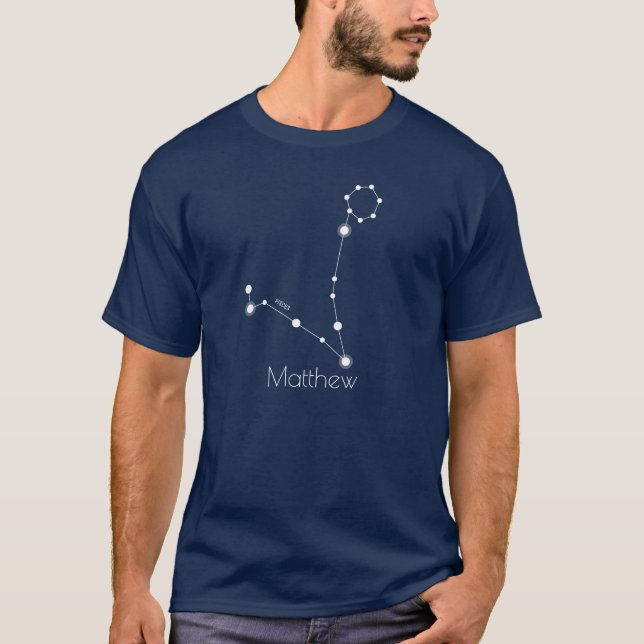 Personalized Pisces Zodiac Constellation T-Shirt (Front)