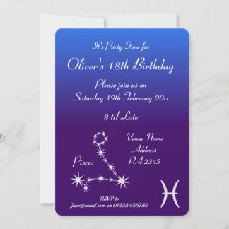 Personalized Pisces Zodiac Galaxy Party Invitation