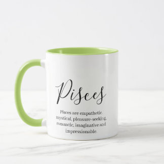 "Personalized Pisces Zodiac sign Name and traits Mug