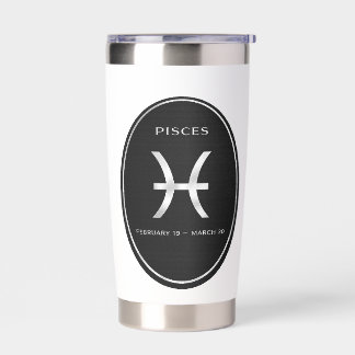 Personalized Pisces Zodiac Silver Oval Water Bottl Insulated Tumbler