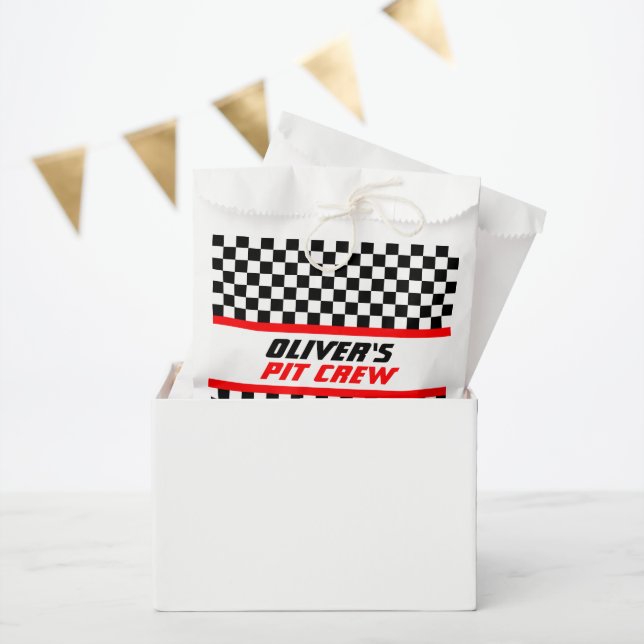Personalized Pit Crew Checkered Flag Party Favor Bag (Party)