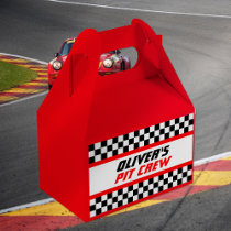 Personalized Pit Crew Checkered Flag Party Favor Boxes