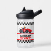 Personalized Pit Crew Checkered Flag Water Bottle