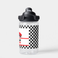 Personalized Pit Crew Checkered Flag Water Bottle