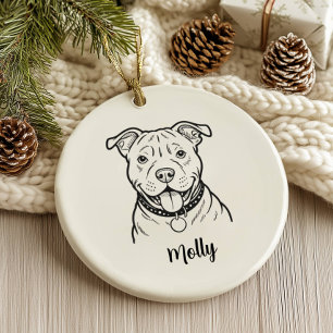 Personalized Pitbull Dog Christmas Ceramic Ornament