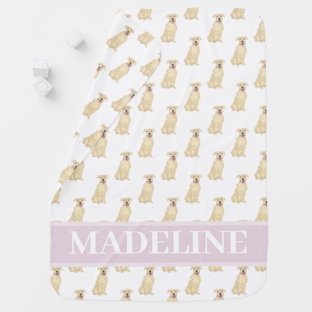 Personalized Pitbull Staffy (Fawn Tan)  Baby Blanket (In Situ)