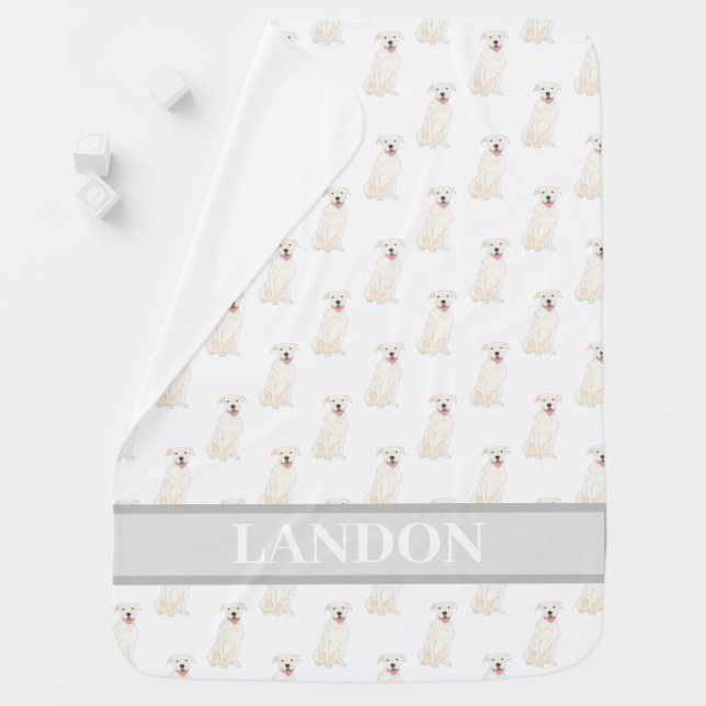 Personalized Pitbull Staffy (White) Baby Blanket (In Situ)