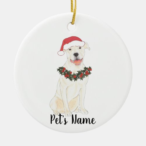 Personalized Pitbull Staffy White Ceramic Ornament