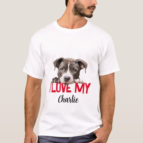 Personalized Pitbull Valentines Day T_Shirt