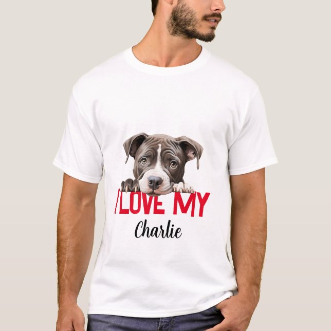 Personalized Pitbull Valentine's Day T-Shirt (Front)