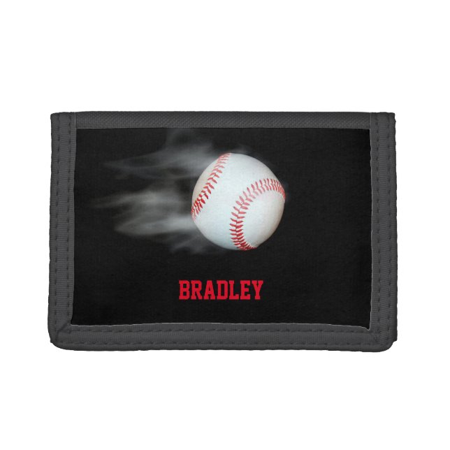 Personalized Pitching Baseball Player Tri-fold Wallet (Front)