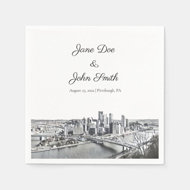 Personalized Pittsburgh Cocktail Napkin (Front)